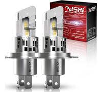 OUSHI Bombillas H4 LED, 600% 6500K Xenon Blanco 100W 30000LM 1:1 Mini Tamaño Bombillas LED 9003 HB2 Hi/Lo con Ventilador, Plug and Play Bombilla H1, Paquete de 2