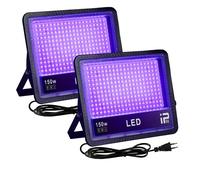 OUSIDE 2 Piezas Luz Negra Ultravioleta 150W, Luces Negras UV, Impermeable IP66 Foco LED UV,385-400NM Black Light para Blacklight Party,Discoteca,Halloween,Fiesta,Pintura Corporal