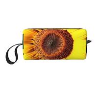 OUSIKA Bloom - Bolsas de cosméticos de girasol para mujer, bolsa de maquillaje portátil, bolsa de almacenamiento de viaje, bolsa de recepción diaria, bolsa de aseo de gran capacidad, color blanco,