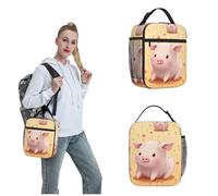 OUSIKA Bolsa de almuerzo colorida con diseño de cerdo para mujeres y hombres, reutilizable, aislada, bolsa de almuerzo de viaje, bolsa de almuerzo portátil para el trabajo, picnic, camping