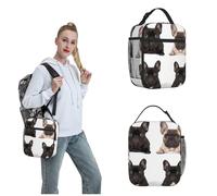 OUSIKA Bolsa de almuerzo con diseño de bulldog francés para mujeres y hombres, reutilizable, aislada, bolsa de almuerzo de viaje, bolsa de almuerzo portátil para el trabajo, picnic, camping