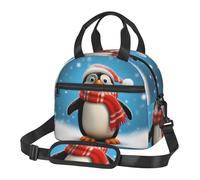 OUSIKA Bolsa de almuerzo con estampado de pingüino divertido de Navidad para mujeres y hombres, reutilizable, aislada, bolsa de almuerzo de viaje, bolsa de almuerzo portátil para el trabajo, picnic,