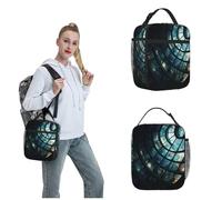 OUSIKA Bolsa de almuerzo con ventana de vidrio en espiral para mujeres y hombres, reutilizable, aislada, bolsa de almuerzo de viaje, bolsa de almuerzo portátil, bolsa de almuerzo para trabajo, picnic,