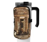 OUSIKA Bolsa de madera rústica con estampado de tienda de agua, bolsa de mano, bolsa de mano, bolsa de accesorios para botella de bebidas, bolsa con cremallera, bolsa de cinturón para hombres y