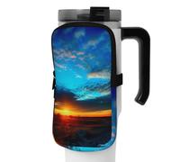 OUSIKA Bolsa de mano para botella de agua con estampado de cielo azul atardecer, bolsa de mano, bolsa de accesorios para botella de bebidas, bolsa con cremallera, bolsa para cinturón para hombres y
