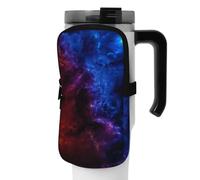 OUSIKA Bolsa de mano para botella de agua con estampado de cielo rojo y azul, bolsa de mano, bolsa de accesorios para botella de bebidas, bolsa con cremallera, bolsa para cinturón para hombres y