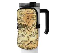 OUSIKA Bolsa de mano para botella de agua con estampado de mapa del tesoro antiguo, bolsa de mano, bolsa de accesorios para bebidas, bolsa con cremallera, bolsa para cinturón para hombres y mujeres,