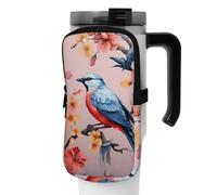 OUSIKA Bolsa de mano para botella de agua con estampado de pájaros y flores, bolsa de mano, bolsa de accesorios con cremallera, bolsa para cinturón para hombres y mujeres