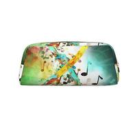 OUSIKA Bolsa de maquillaje con símbolo de música abstracta, estuche de cuero, neceser de viaje, bolsa de cosméticos, bolsa de almacenamiento diario para mujer, Gold, Talla única