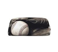 OUSIKA Bolsa de maquillaje de béisbol y guantes, estuche de cuero, neceser de viaje, bolsa de cosméticos, bolsa de almacenamiento diario para mujeres, Gold, One Size