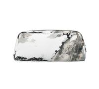 OUSIKA Bolsa de maquillaje de piel con diseño de árbol de montaña y pino, bolsa de aseo de viaje, bolsa de almacenamiento diario para mujeres, Silver, Talla única