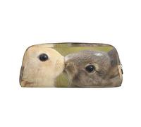 OUSIKA Bolsa de maquillaje de piel con diseño de conejo, estuche de viaje, neceser de cosméticos, bolsa de almacenamiento diario para mujeres, Silver, Talla única