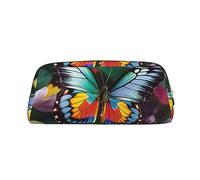 OUSIKA Bolsa de maquillaje de piel con diseño de mariposas coloridas, bolsa de aseo de viaje, bolsa de cosméticos para almacenamiento diario para mujeres, Gold, Talla única