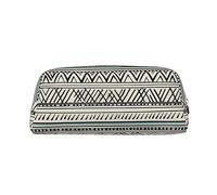 OUSIKA Bolsa de maquillaje de piel con diseño de rayas triangulares bohemias, neceser de viaje, neceser de cosméticos, bolsa de almacenamiento diario para mujer, Gold, Talla única