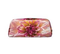 OUSIKA Bolsa de maquillaje de piel con flores rosas, estuche de viaje, neceser de cosméticos, bolsa de almacenamiento diario para mujer, Silver, Talla única