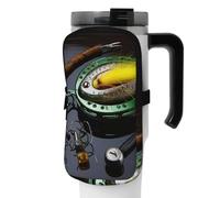 OUSIKA Bolsa para botella de agua con anzuelo de pesca con estampado de caña de pescar y bolsa de mano, bolsa de accesorios de botella de bebida deportiva, bolsa con cremallera, bolsa de cinturón para