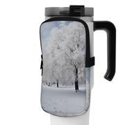 OUSIKA Bolsa para botella de agua con estampado de árbol de nieve blanca, bolsa de mano, bolsa de mano, bolsa de accesorios para bebidas, bolsa con cremallera, bolsa para cinturón para hombres y