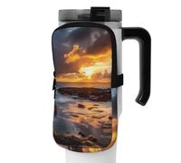 OUSIKA Bolsa para botella de agua con estampado de atardecer nubes, costa hawaiana, bolsa de mano, bolsa de mano, bolsa de accesorios, bolsa con cremallera, bolsa para cinturón para hombres y mujeres