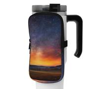 OUSIKA Bolsa para botella de agua con estampado de atardecer y cielo estrellado, bolsa de mano, bolsa de mano, bolsa de accesorios, bolsa con cremallera, bolsa para cinturón para hombres y mujeres