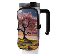 OUSIKA Bolsa para botella de agua con estampado de flores y árboles, bolsa de mano, bolsa de mano, bolsa de accesorios para bebidas, bolsa con cremallera, bolsa para cinturón para hombres y mujeres