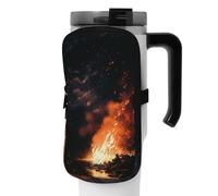 OUSIKA Bolsa para botella de agua con estampado de fuego en el cielo nocturno, bolsa de mano, bolsa de accesorios para botella de bebidas, bolsa con cremallera, bolsa para cinturón para hombres y