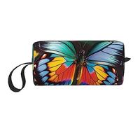 OUSIKA Bolsas de cosméticos de mariposa coloridas para mujer, bolsa de maquillaje portátil, bolsa de almacenamiento de viaje, bolsa de recepción diaria, bolsa de aseo de gran capacidad, color blanco,