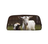 OUSIKA Bonita bolsa de maquillaje de cabra, estuche de cuero, neceser de viaje, bolsa de cosméticos, bolsa de almacenamiento diario para mujeres, Silver, Talla única