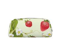 OUSIKA Bonita bolsa de maquillaje de piel con diseño de fresa, estuche de viaje, neceser de cosméticos, bolsa de almacenamiento diario para mujeres, Silver, Talla única, Minimalista