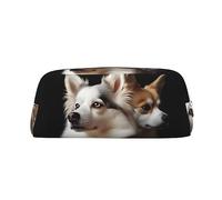 OUSIKA Bonita bolsa de maquillaje de piel con diseño de perro, bolsa de aseo de viaje, bolsa de almacenamiento diario para mujeres, Silver, Talla única