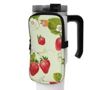 OUSIKA Bonita bolsa para botella de agua con estampado de fresas, bolsa de mano, bolsa de accesorios para botella de bebidas, bolsa con cremallera, bolsa para cinturón para hombres y mujeres, Black, M