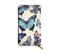 OUSIKA Cartera de cuero para mujeres y hombres, cartera de mano para dinero, tarjetero de crédito, cartera de mariposa con cremallera para teléfono, bolso largo de viaje, Black, Talla única, Casual