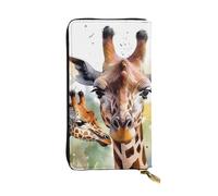 OUSIKA Cartera de cuero para mujeres y hombres, cartera de mano para dinero, tarjetero grande, acuarela, ciervo, jirafa, carteras con cremallera, soporte para teléfono, bolso largo de viaje, Black,