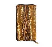 OUSIKA Cartera de cuero para mujeres y hombres, cartera de mano para dinero, tarjetero grande con lentejuelas doradas brillantes con cremallera para teléfono, bolso largo de viaje, Black, Talla única,