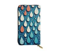 OUSIKA Cartera de cuero para mujeres y hombres, cartera de mano para dinero, tarjetero grande, gotas de agua, lunares, con cremallera, soporte para teléfono, bolso largo de viaje, Black, Talla única,