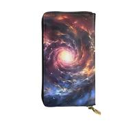 OUSIKA Cartera de cuero para mujeres y hombres, cartera de mano para dinero, tarjetero grande para tarjetas de crédito, carteras de tormenta cósmica con soporte para teléfono con cremallera, bolso