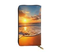 OUSIKA Cartera de cuero para mujeres y hombres, cartera de mano para dinero, tarjetero grande para tarjetas de crédito, cartera de playa con cremallera para teléfono, bolso largo de viaje, Black,