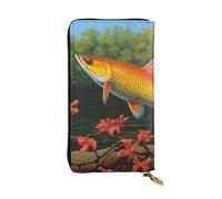 OUSIKA Cartera de cuero para mujeres y hombres, cartera de mano para dinero, tarjetero grande para tarjetas de crédito, carteras de pez volador con cremallera, soporte para teléfono, bolso largo de