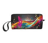 OUSIKA Coloridas bolsas de cosméticos de notas musicales para mujer, bolsa de maquillaje portátil, bolsa de almacenamiento de viaje, bolsa de recepción diaria, bolsa de aseo de gran capacidad, color