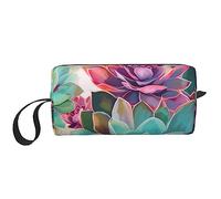 OUSIKA Coloridas bolsas de cosméticos suculentas para mujer, bolsa de maquillaje portátil, bolsa de almacenamiento de viaje, bolsa de recepción diaria, bolsa de aseo de gran capacidad, color blanco,