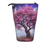OUSIKA Estuche de lápices de flores coloridas de pie con árbol de mariposa lindo estuche telescópico para lápices Pop Up Pen Holder bolsa de maquillaje para regalo, Black, Talla única, Bolsa para