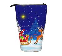 OUSIKA Estuche de lápices de Papá Noel en trineo lindo estuche telescópico para lápices Pop Up Pen Holder bolsa de maquillaje para regalo, Black, Talla única, Bolsa para monedas