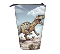 OUSIKA Estuche para lápices de pie con diseño de dinosaurio caminando, bonito estuche telescópico para lápices, bolsa de maquillaje para mujeres y hombres, Black, Talla única, Bolsa para monedas