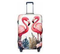 OUSIKA Funda protectora de equipaje lavable y elástica para maleta, diseño floral con flamenco, funda antiarañazos, para equipaje de viaje de 18 a 32 pulgadas, Black, XL