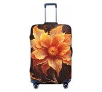 OUSIKA Funda protectora para equipaje, lavable, elástica, con diseño de flama y flores, antiarañazos, para equipaje de viaje, se adapta a protectores de equipaje de 18 a 32 pulgadas, Black, XL