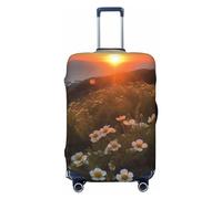 OUSIKA Funda protectora para equipaje, lavable, elástica, para maleta, atardecer y flores, antiarañazos, para equipaje de viaje, se adapta a protectores de equipaje de 18 a 32 pulgadas, Black, L