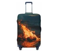 OUSIKA Funda protectora para equipaje, lavable, elástica, para maleta, Fire by The Sea, antiarañazos, para equipaje de viaje de 18 a 32 pulgadas, Black, S