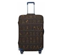 OUSIKA Funda protectora para equipaje, lavable, elástica, para maleta, jeroglífico egipcio, antiarañazos, para equipaje de viaje de 18 a 32 pulgadas, Black, L