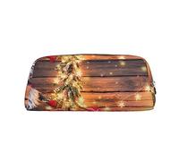 OUSIKA Gnomes - Estuche de piel para lápices de Papá Noel, impermeable, portátil, bolsa de cosméticos de viaje, bolsa organizadora para mujeres, Silver, Talla única, Bolsa para monedas