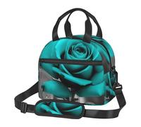 OUSIKA Lonchera con estampado de rosas y gris azulado para mujeres y hombres, reutilizable, aislada, bolsa de almuerzo de viaje, bolsa de almuerzo portátil para el trabajo, picnic, camping