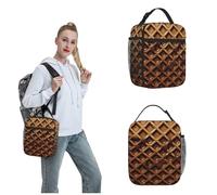 OUSIKA Lonchera de gofres de chocolate para mujeres y hombres, reutilizable, aislada, bolsa de almuerzo de viaje, bolsa de almuerzo portátil, bolsa de almuerzo para trabajo, picnic, camping